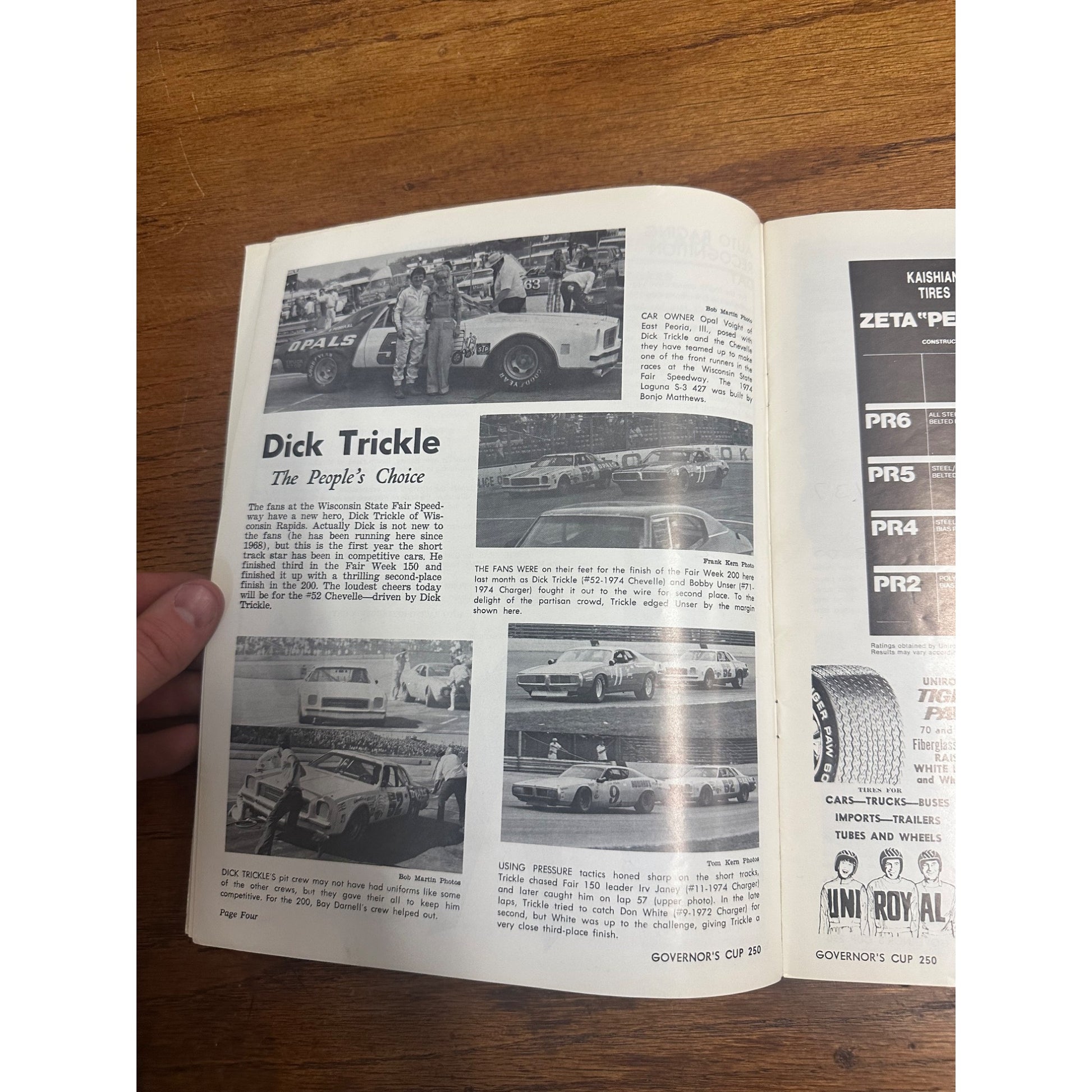 1974 Governor's Cup 250 Mile Race National Championship Souvenir Program Wisconsin