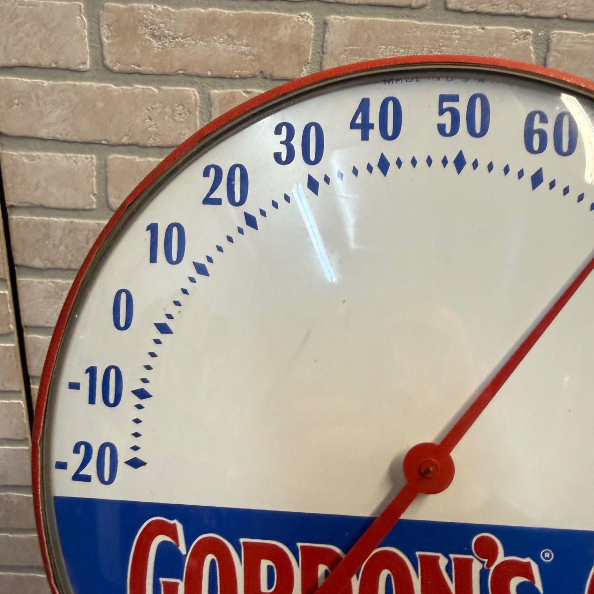 Vintage Gordons Gin Dial Advertising Thermometer USA Working Man Cave Barware