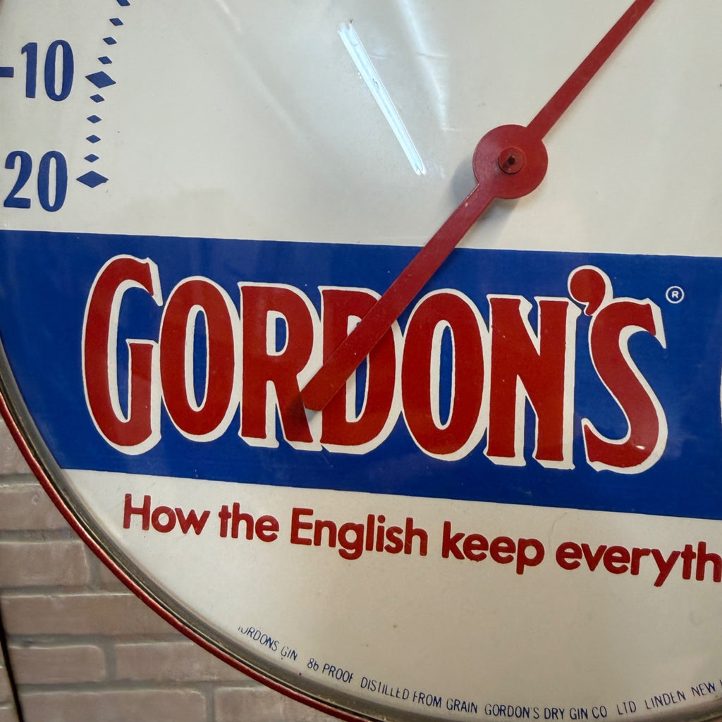 Vintage Gordons Gin Dial Advertising Thermometer USA Working Man Cave Barware