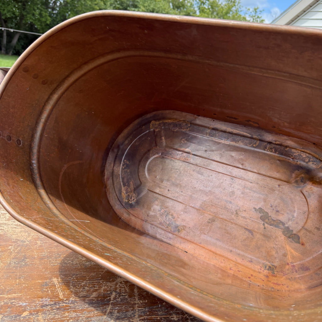 Vintage 1920s Copper Boiler Wash Tub Revere Brand w/ Lid Farmhouse Canning CLEAN