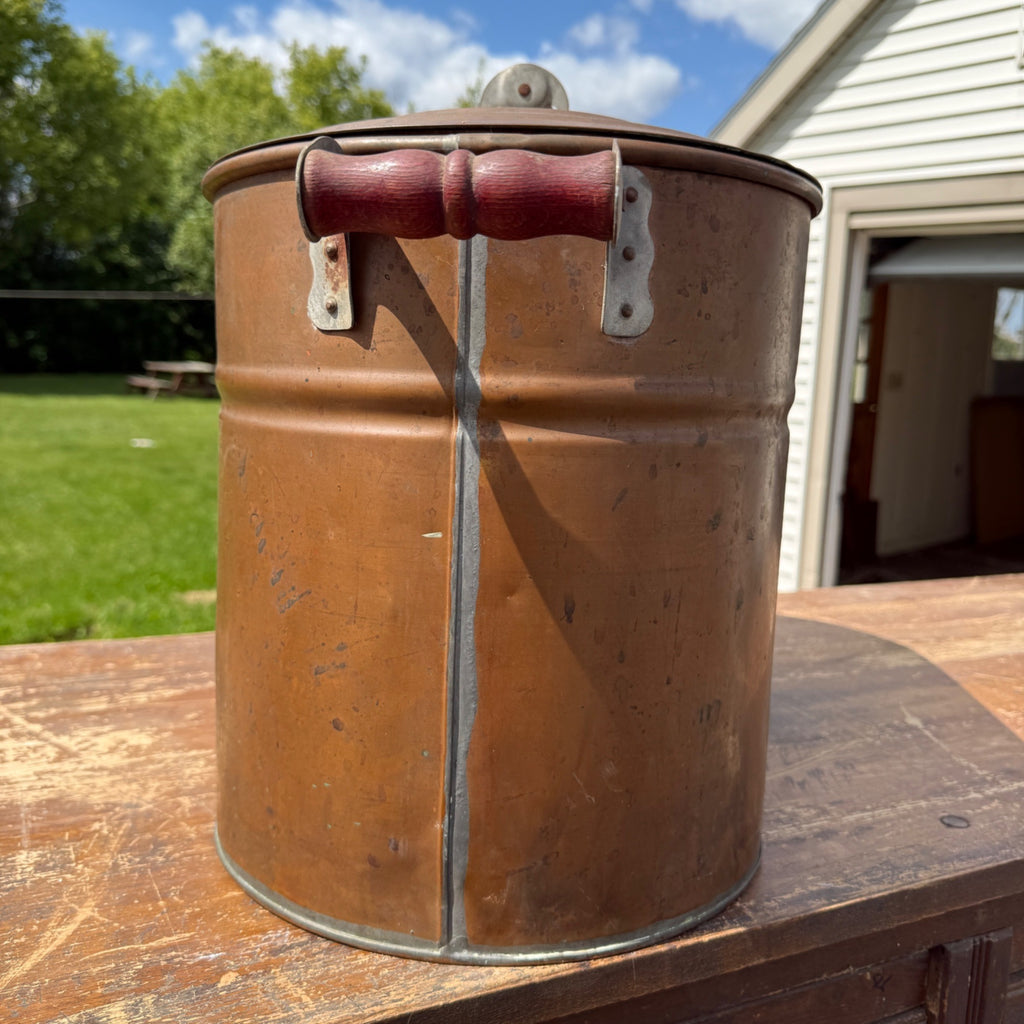 Vintage 1920s Copper Boiler Wash Tub Revere Brand w/ Lid Farmhouse Canning CLEAN