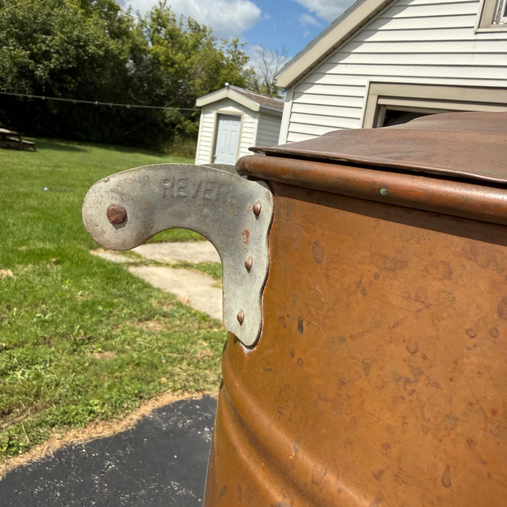 Vintage 1920s Copper Boiler Wash Tub Revere Brand w/ Lid Farmhouse Canning CLEAN