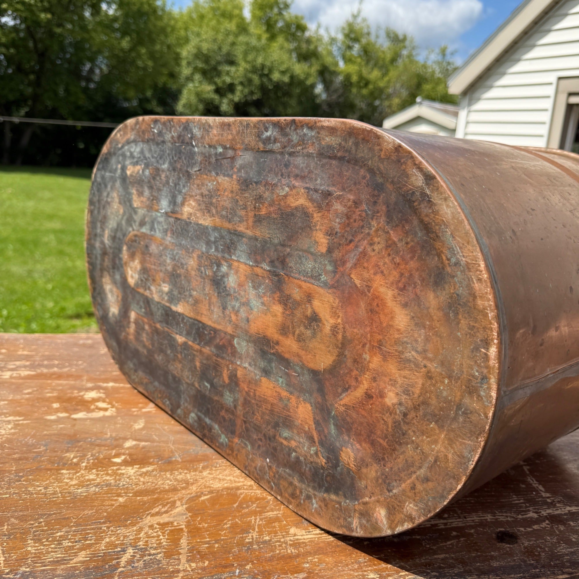Vintage 1920s Copper Boiler Wash Tub Revere Brand w/ Lid Farmhouse Canning CLEAN