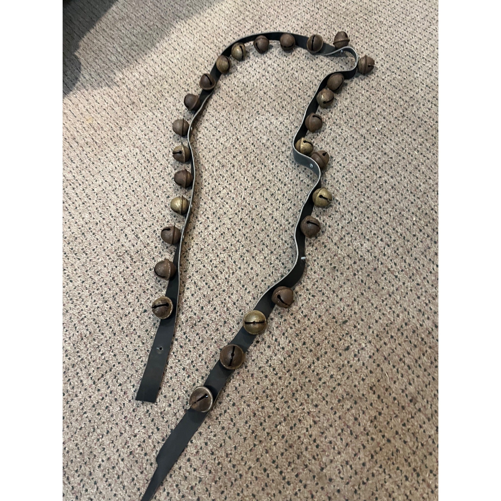 Antique Vintage Sleigh Bells 78" Horse Jingle Bells Christmas Black Leather
