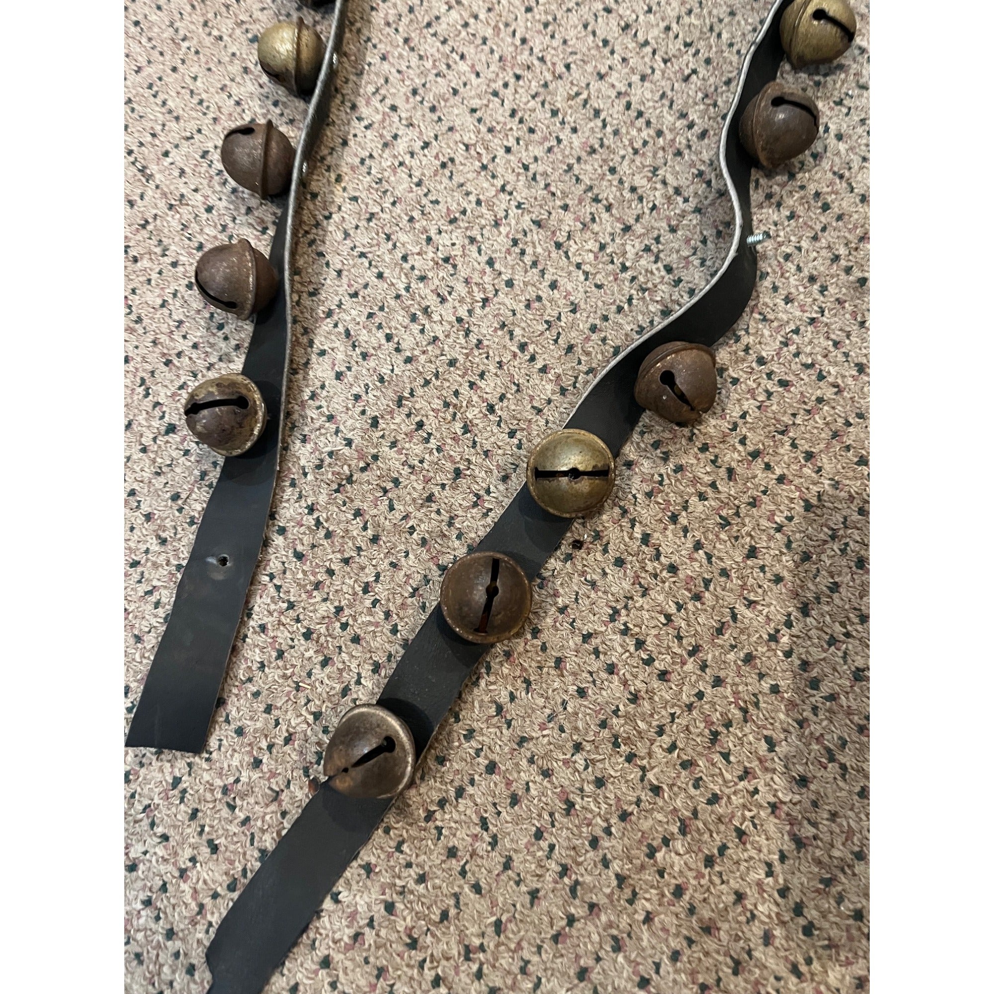 Antique Vintage Sleigh Bells 78" Horse Jingle Bells Christmas Black Leather