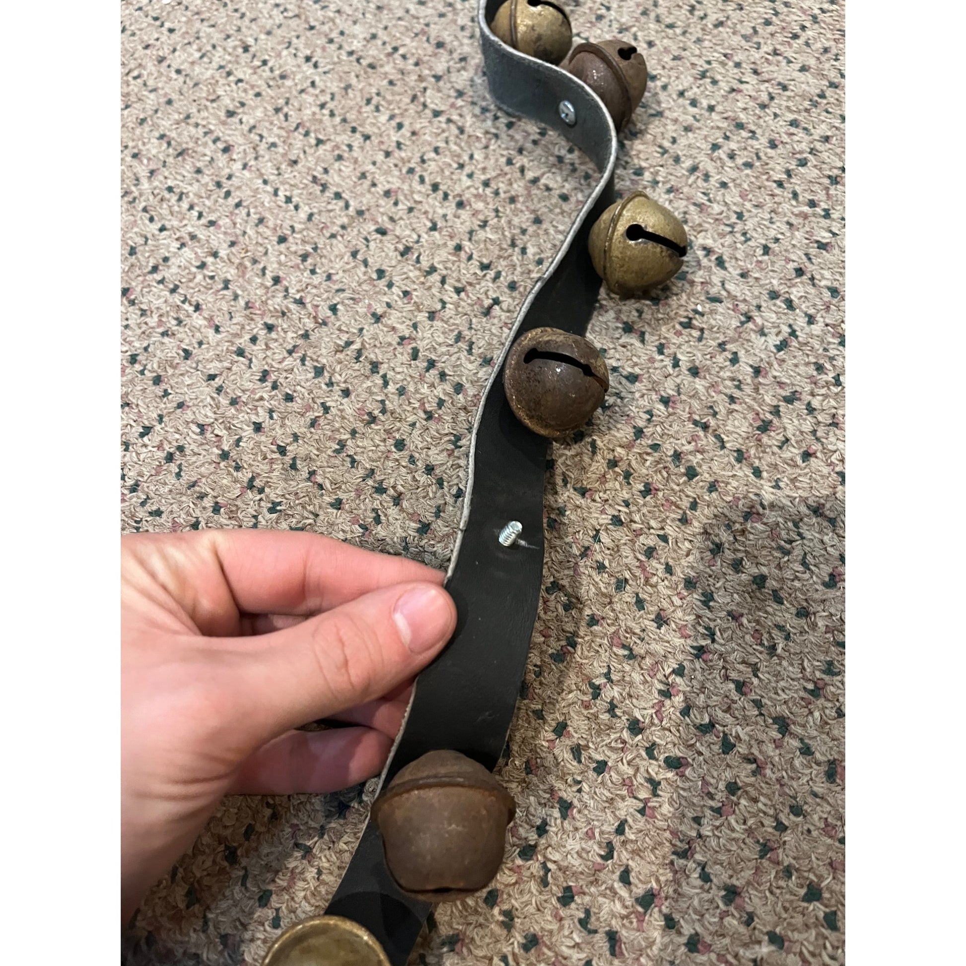 Antique Vintage Sleigh Bells 78" Horse Jingle Bells Christmas Black Leather