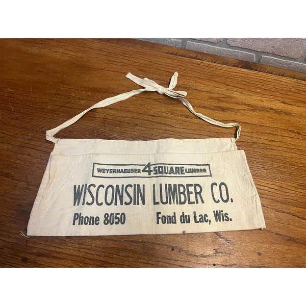 Vintage Wisconsin Lumber Co. Advertising Cloth Nail Apron Tool Belt Fond du Lac