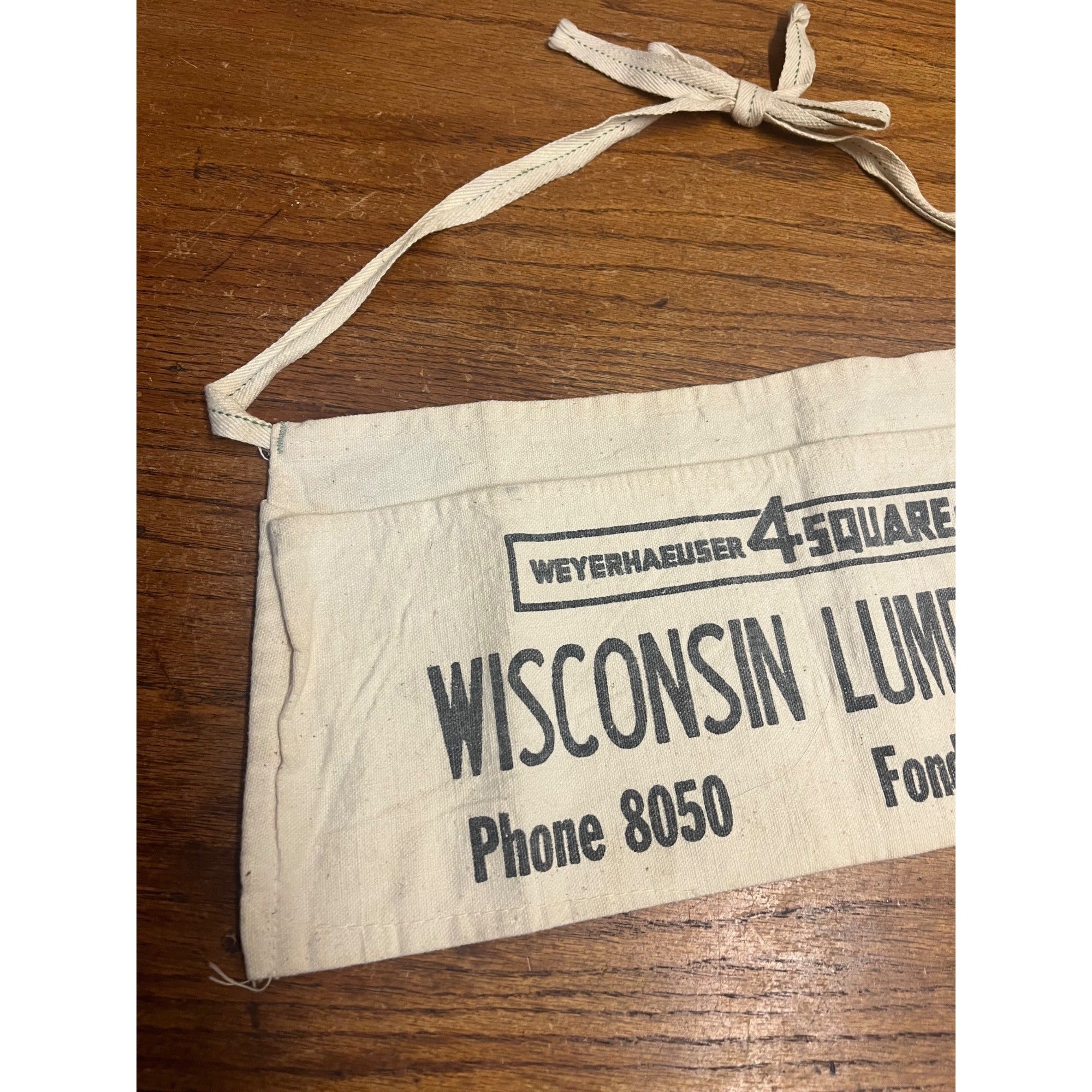 Vintage Wisconsin Lumber Co. Advertising Cloth Nail Apron Tool Belt Fond du Lac