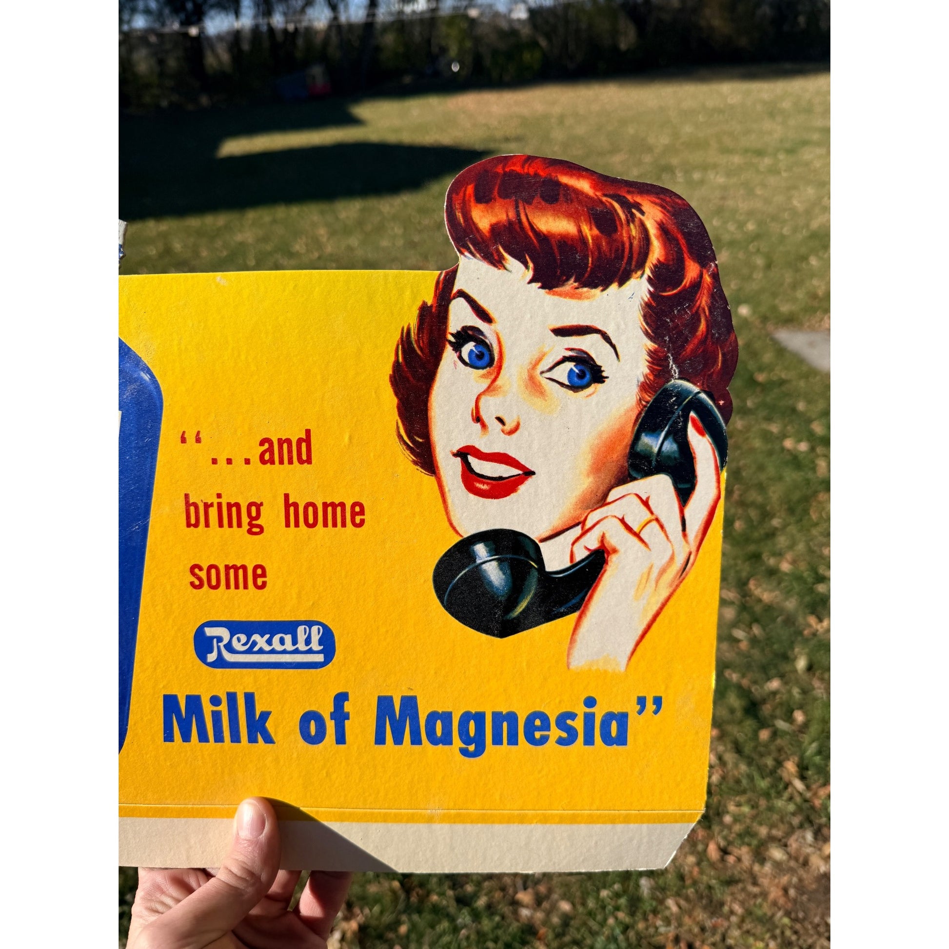 Vintage 1950s Rexall Milk of Magenisa Drug Store Display Advertising Sign