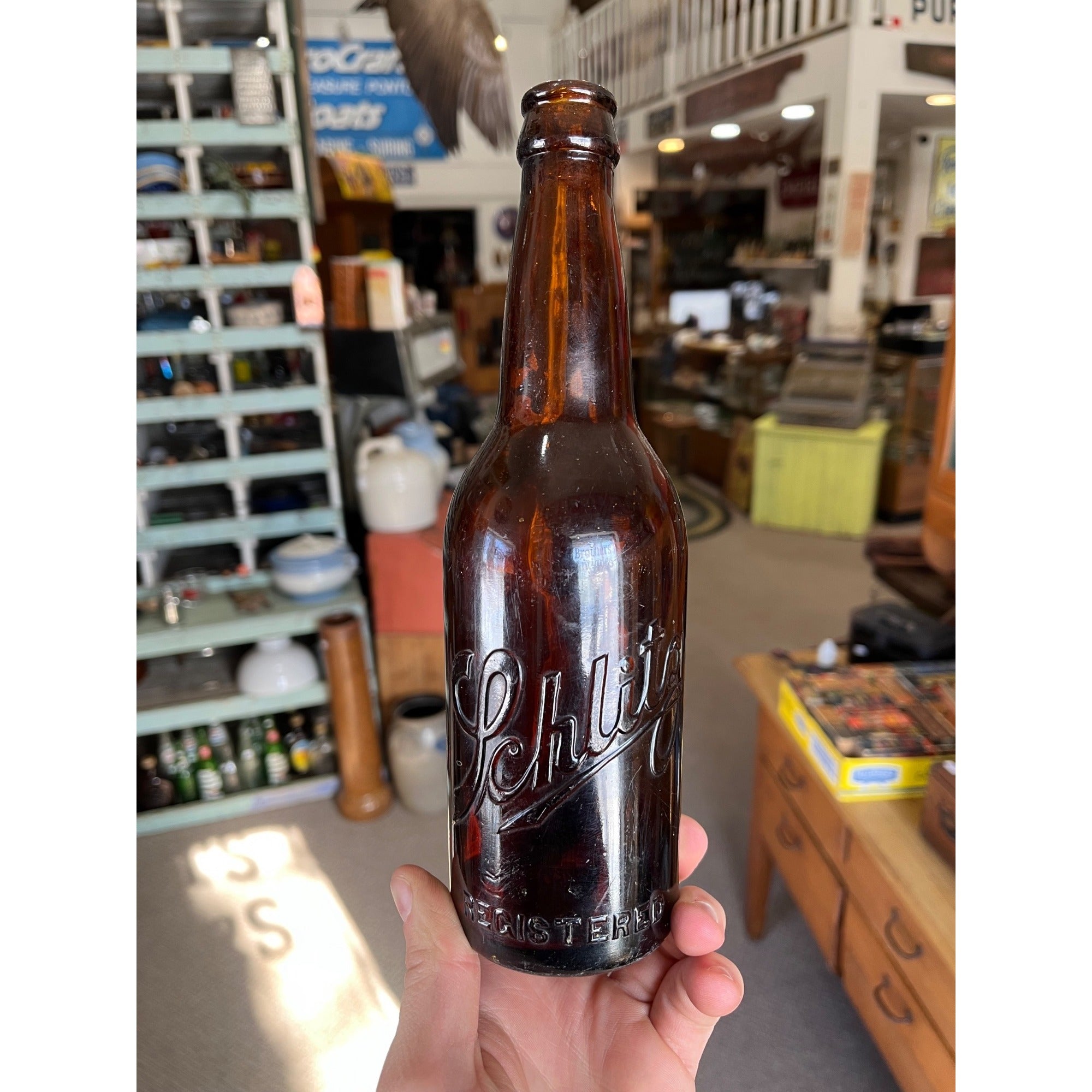 Pre-Prohibition Schlitz Brewing Co. Amber Embossed Beer Bottle Milwaukee - CLEAN