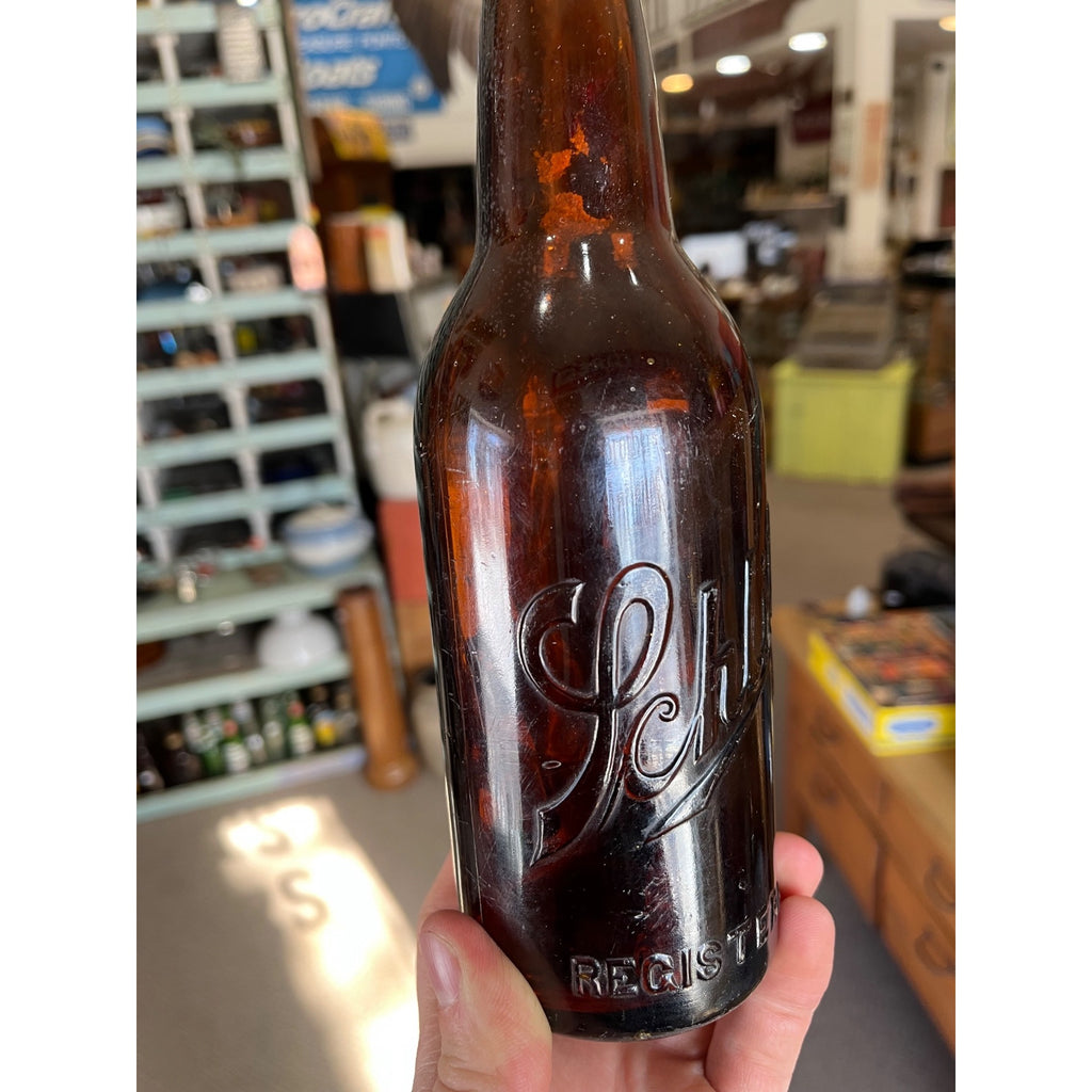 Pre-Prohibition Schlitz Brewing Co. Amber Embossed Beer Bottle Milwaukee - CLEAN
