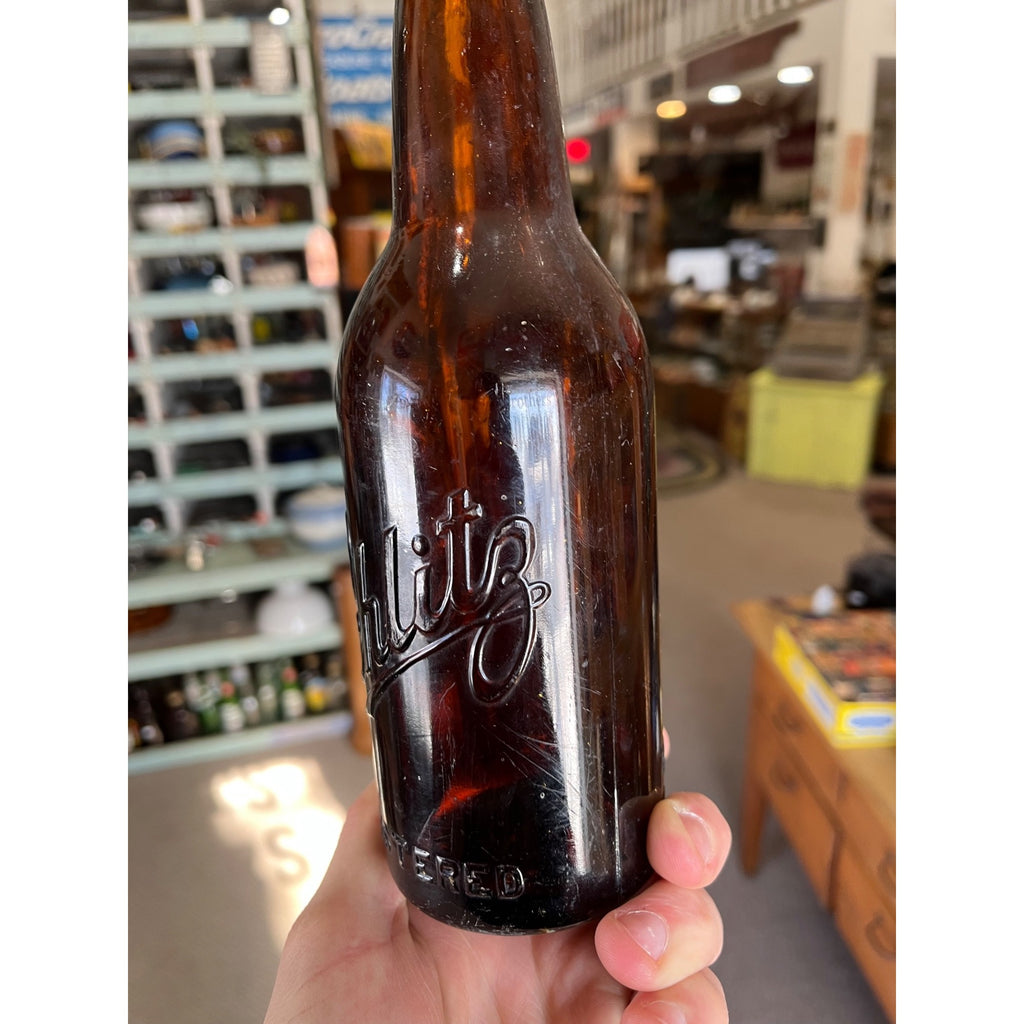 Pre-Prohibition Schlitz Brewing Co. Amber Embossed Beer Bottle Milwaukee - CLEAN