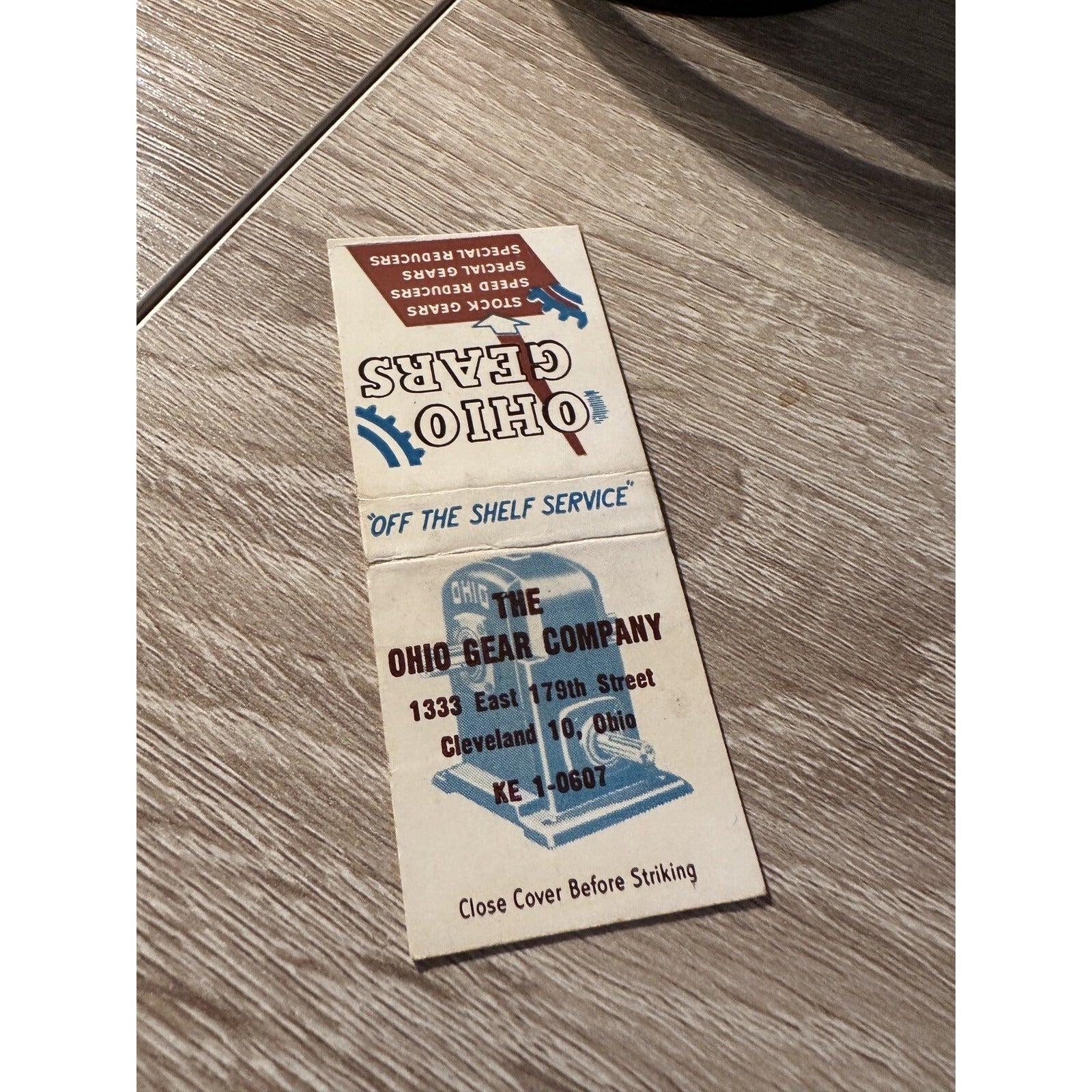 Vintage Ohio Gears Cleveland  Advertising Matchbook