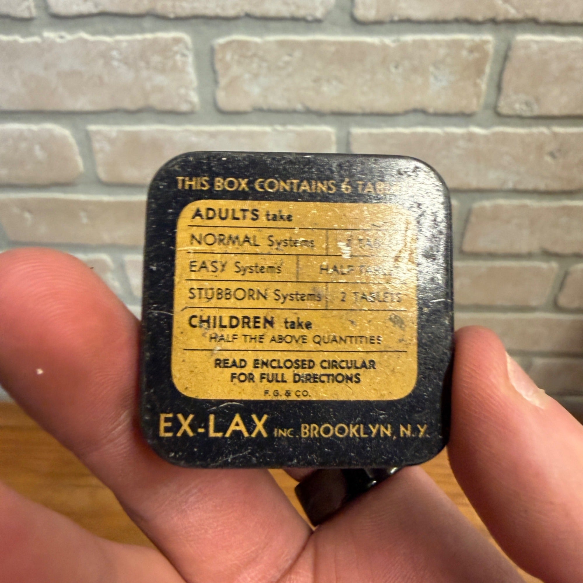 Vintage Ex Lax 6-Tablets Chocolate Laxative Metal Advertising Tin Pharmacy