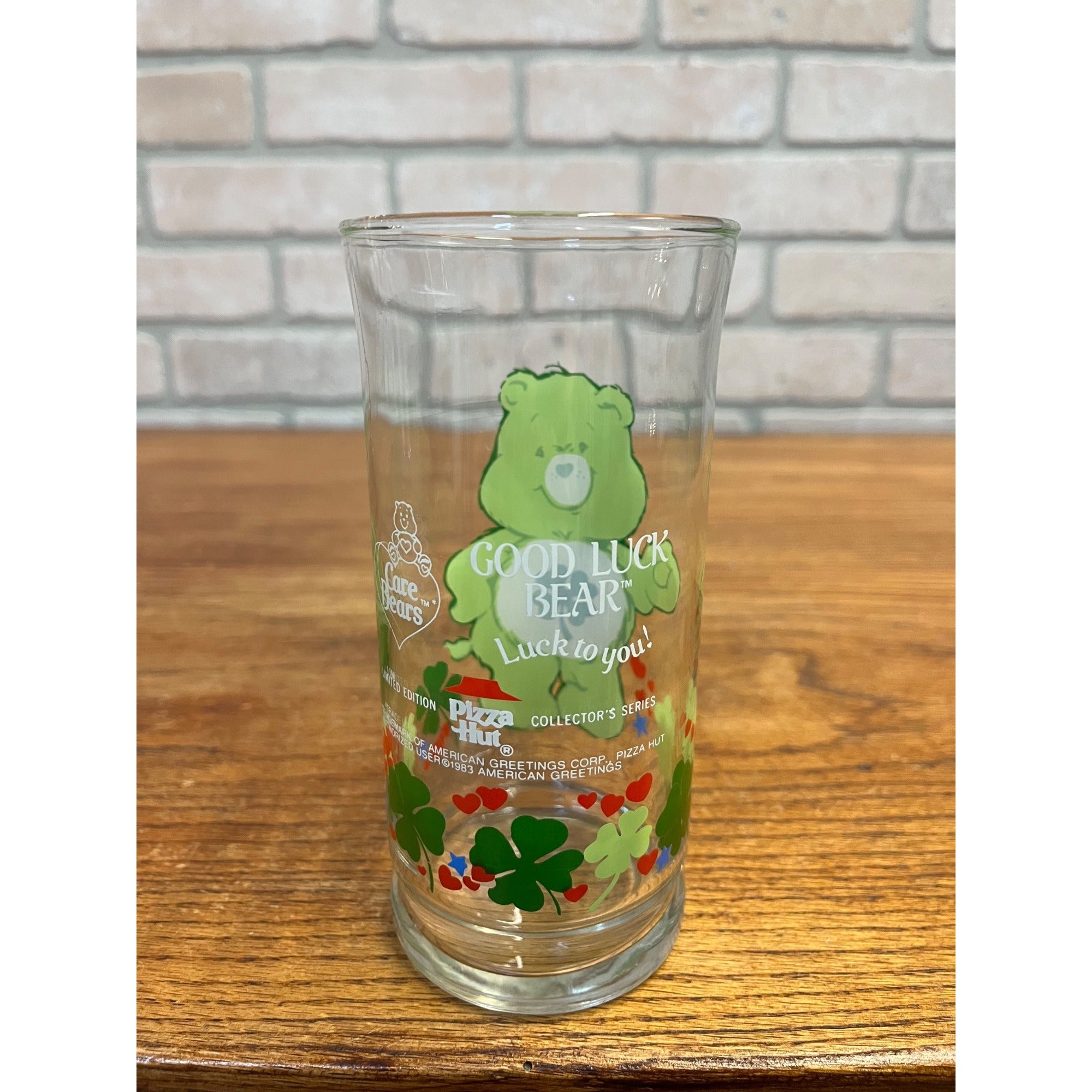 Vintage 1983 Pizza Hut Care Bears Good Luck Bear Collector Drinking Glass Tumbler