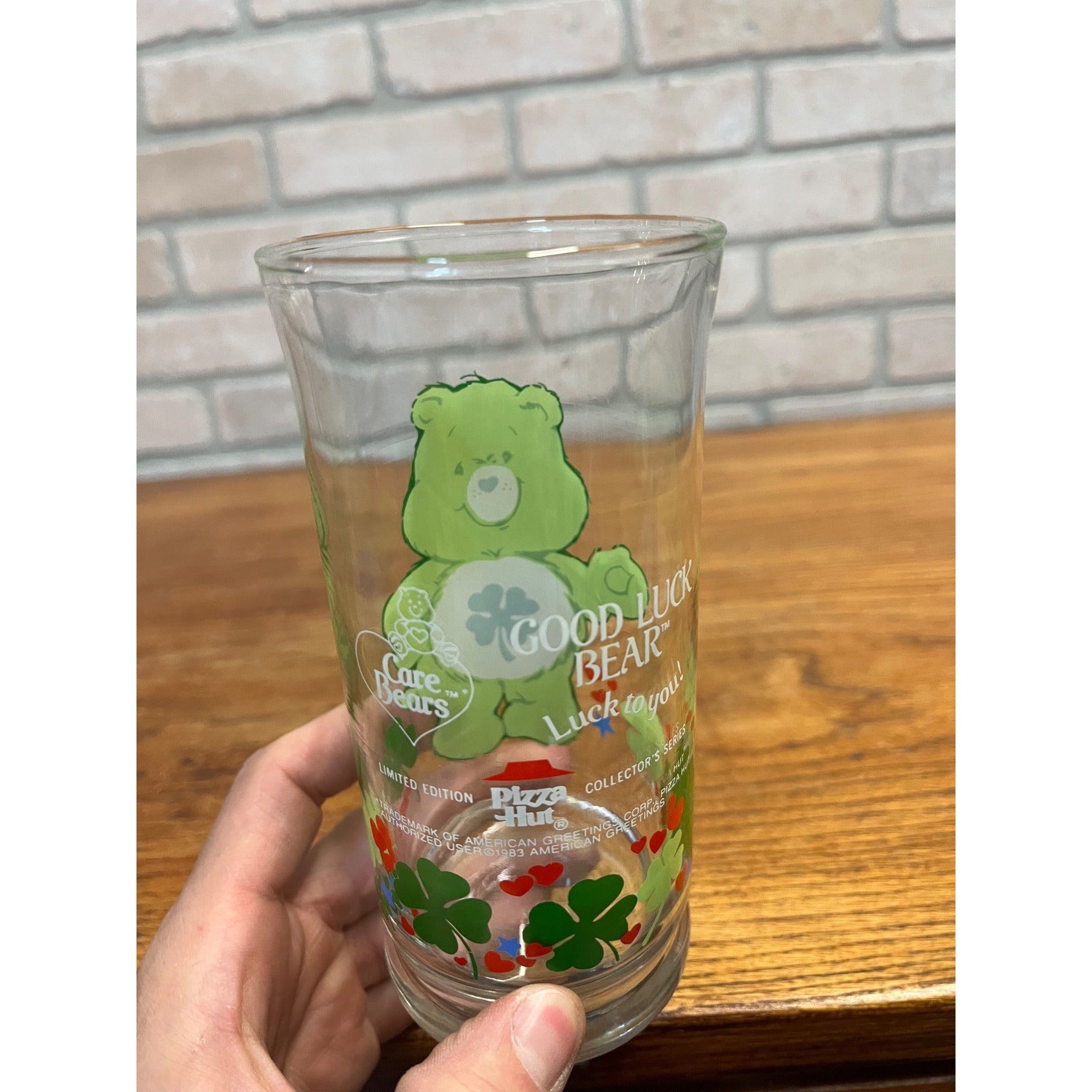 Vintage 1983 Pizza Hut Care Bears Good Luck Bear Collector Drinking Glass Tumbler