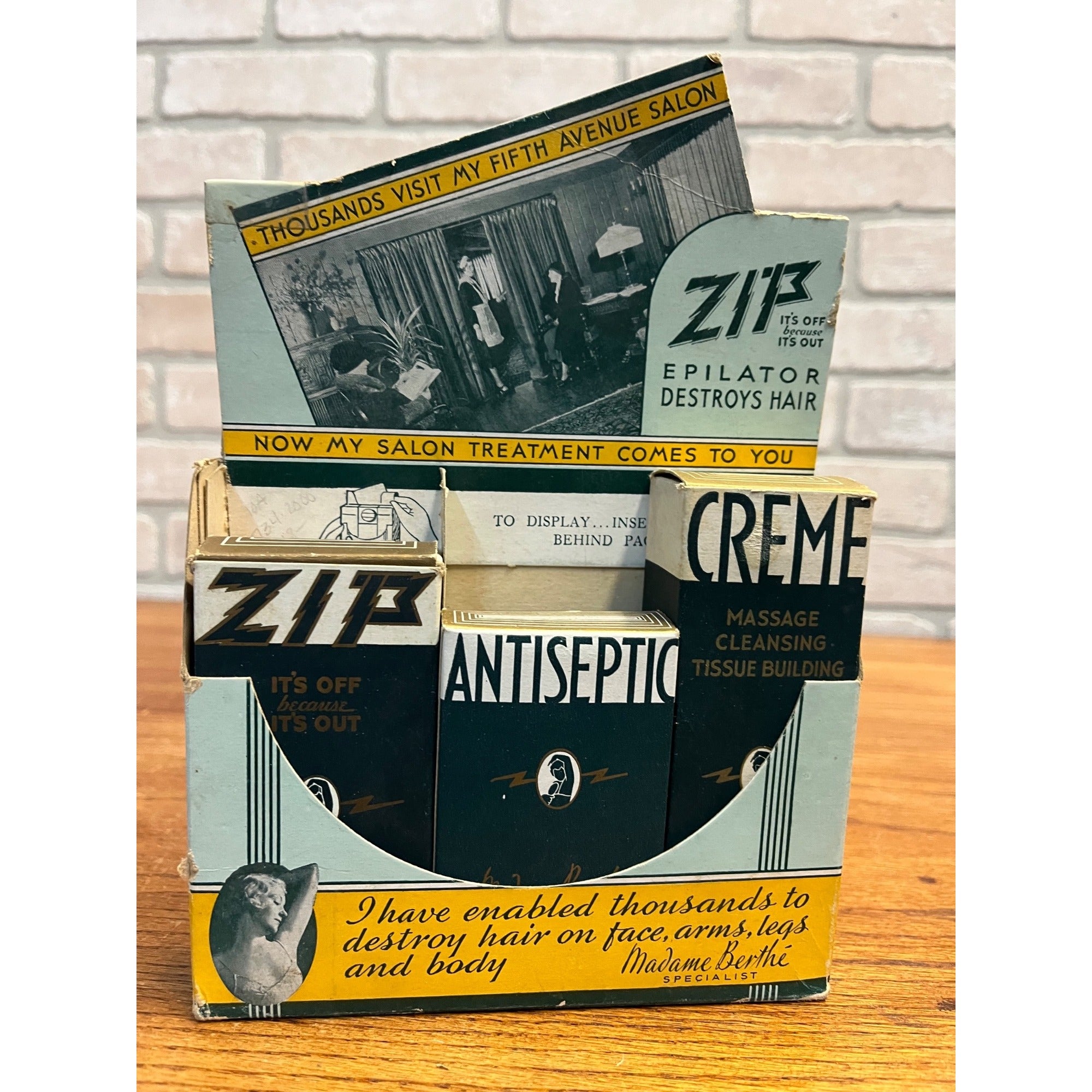 Vintage 1930s Art Deco Zip Hair Remover Store Advertising Display Salon Barber