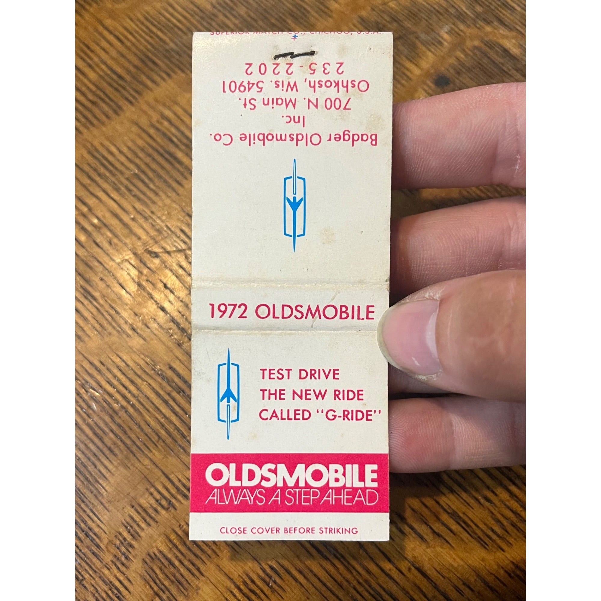 VINTAGE Matchbook Advertising - Badger Oldsmobile Co. Oshkosh, Wi.