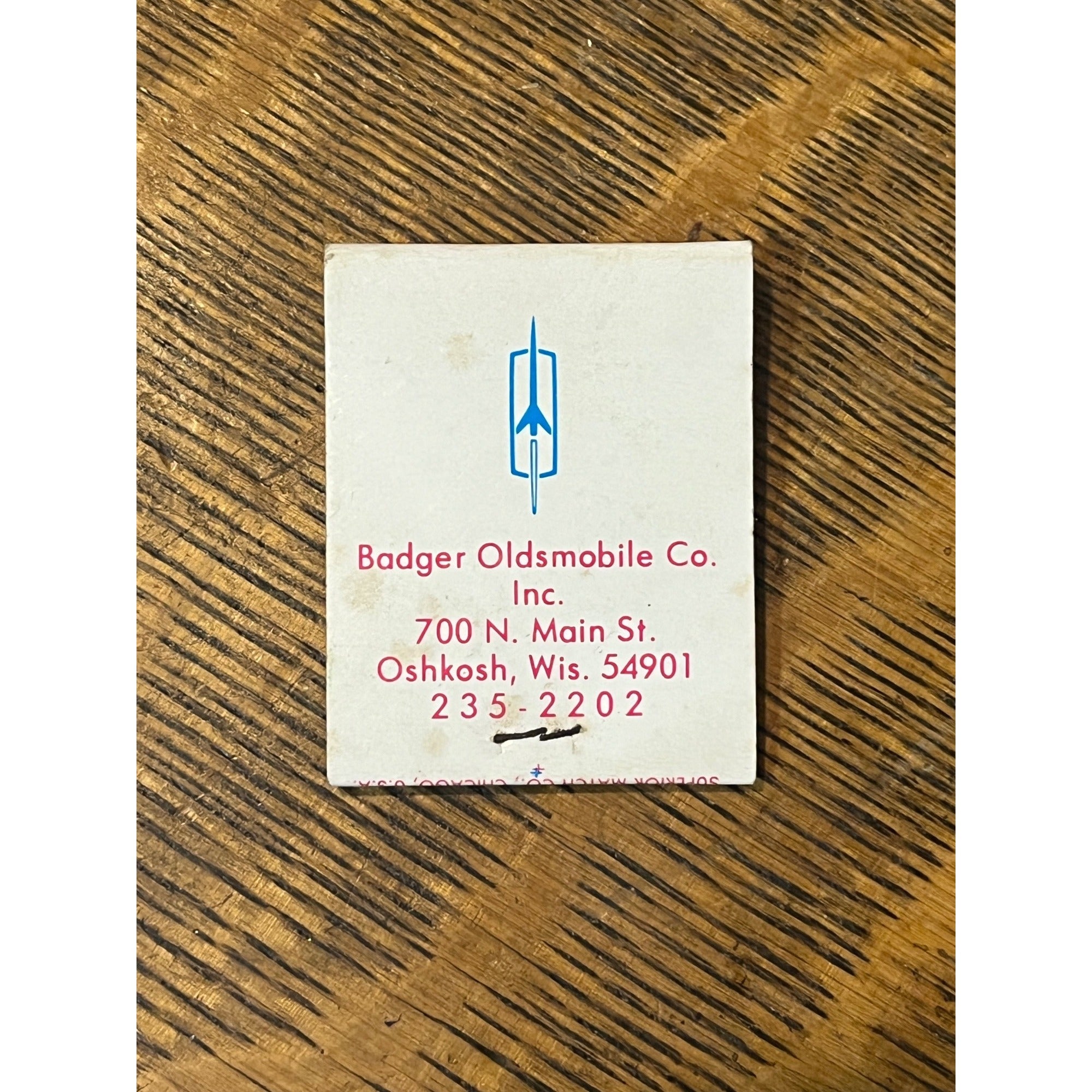 VINTAGE Matchbook Advertising - Badger Oldsmobile Co. Oshkosh, Wi.