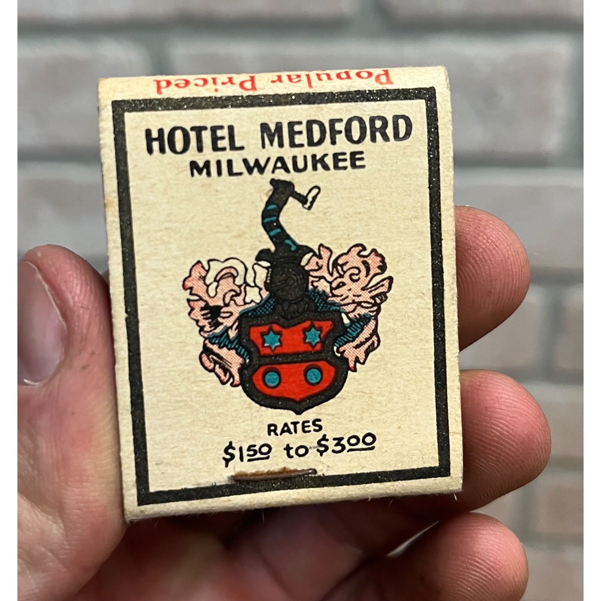 Vintage 1930s Hotel Medford - Milwaukee Wisconsin - FULL Matchbook WI Wis