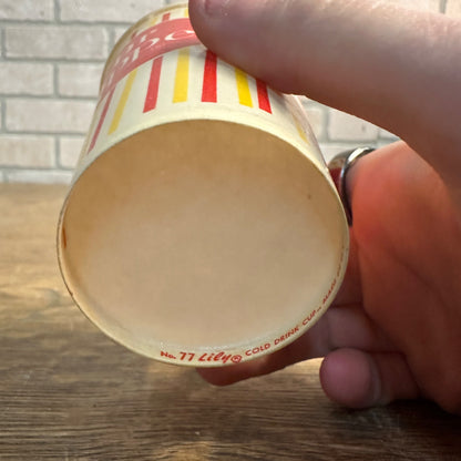 Dr Pepper Red & yellow Striped Paper Wax Soda Cup Promo