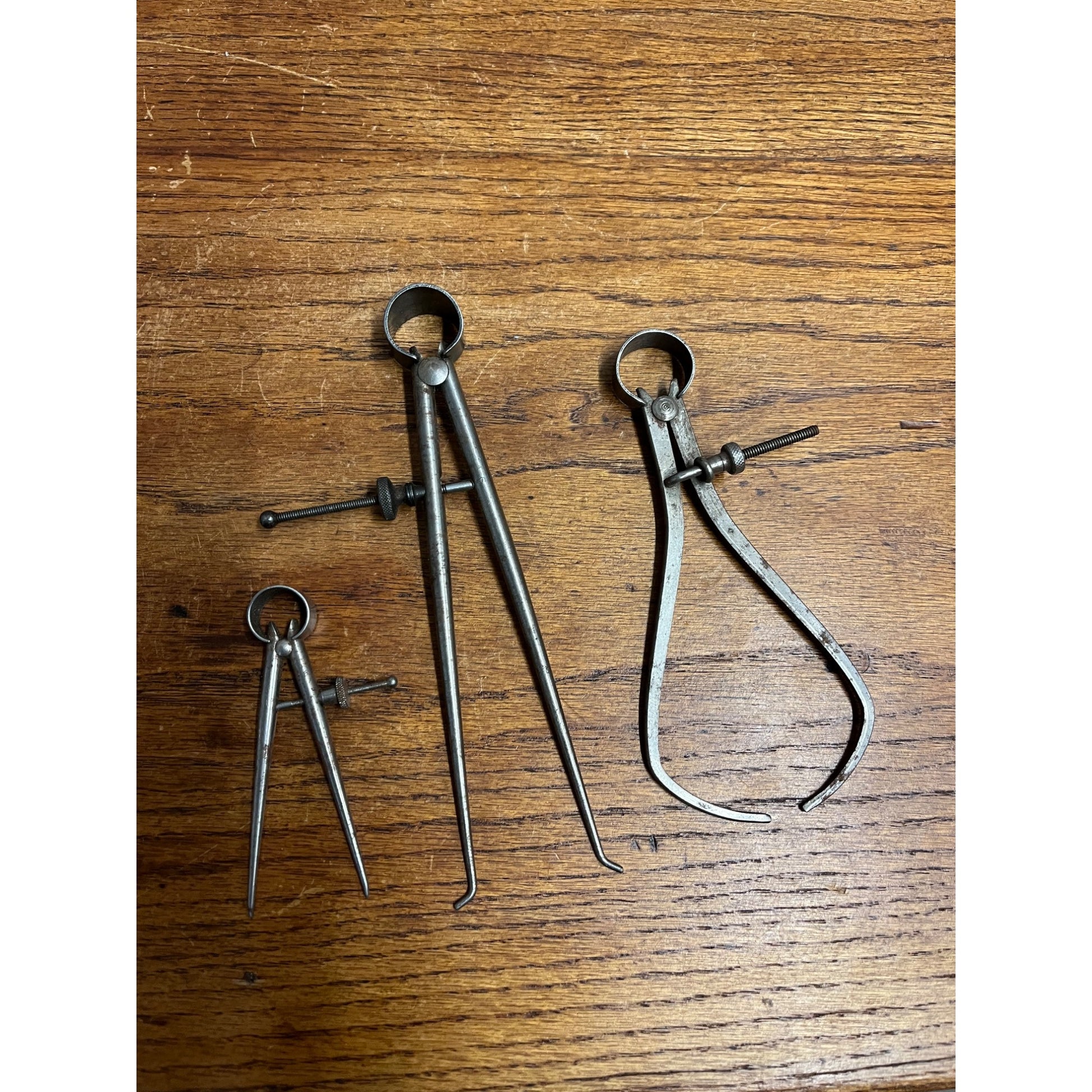 Vintage Lot (3) Machinist Compas Caliper Tools Craftsman 7", Lufkin 3.5", + 6"