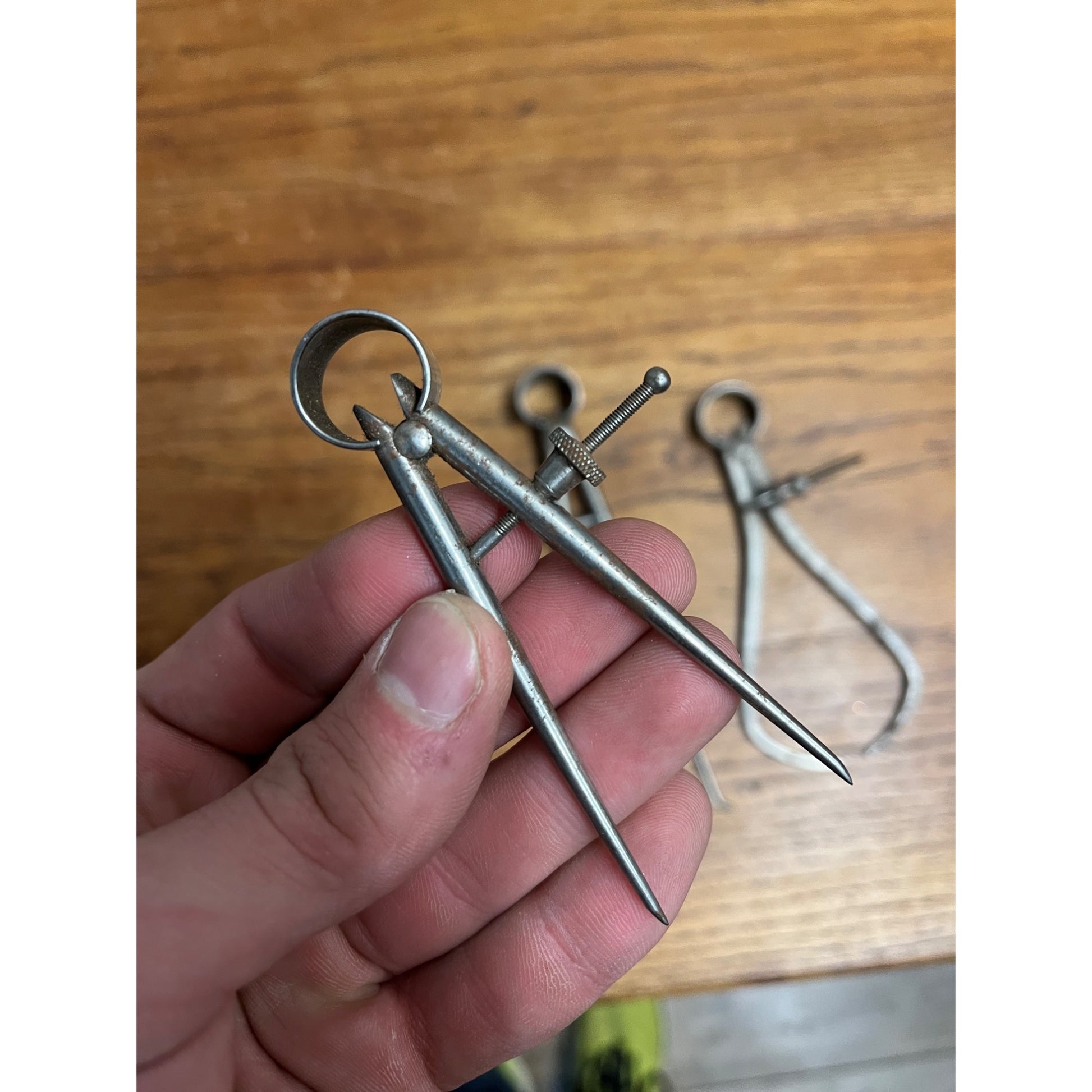 Vintage Lot (3) Machinist Compas Caliper Tools Craftsman 7", Lufkin 3.5", + 6"