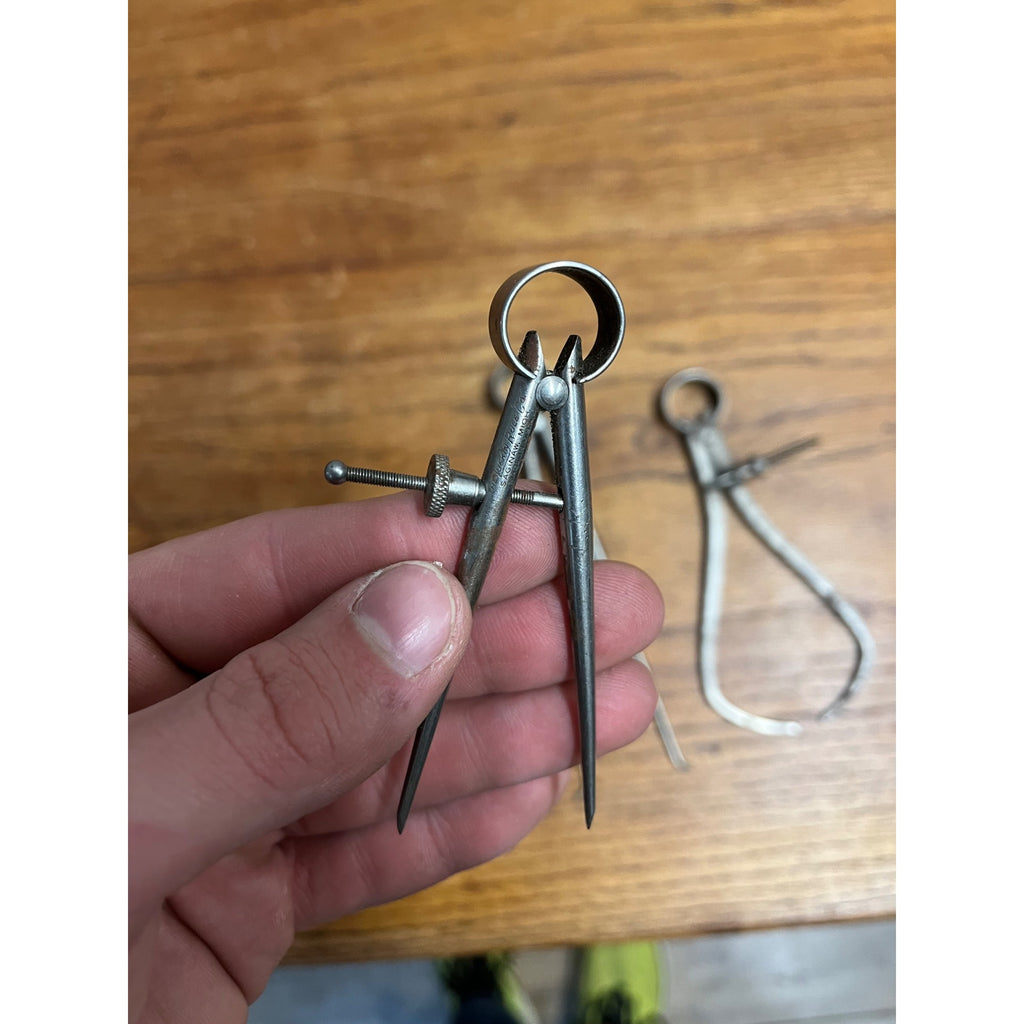 Vintage Lot (3) Machinist Compas Caliper Tools Craftsman 7", Lufkin 3.5", + 6"