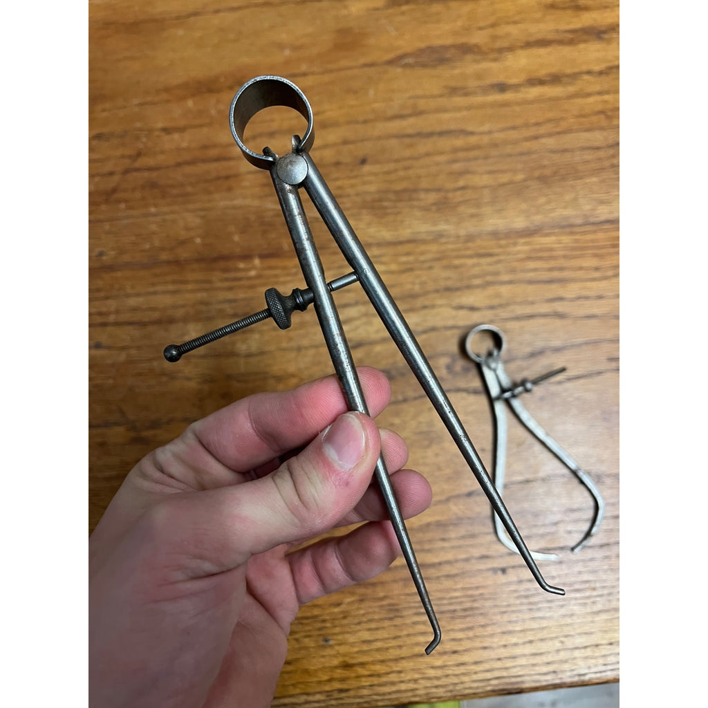 Vintage Lot (3) Machinist Compas Caliper Tools Craftsman 7", Lufkin 3.5", + 6"