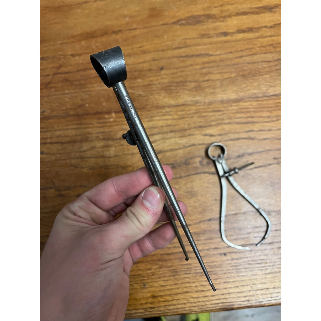 Vintage Lot (3) Machinist Compas Caliper Tools Craftsman 7", Lufkin 3.5", + 6"