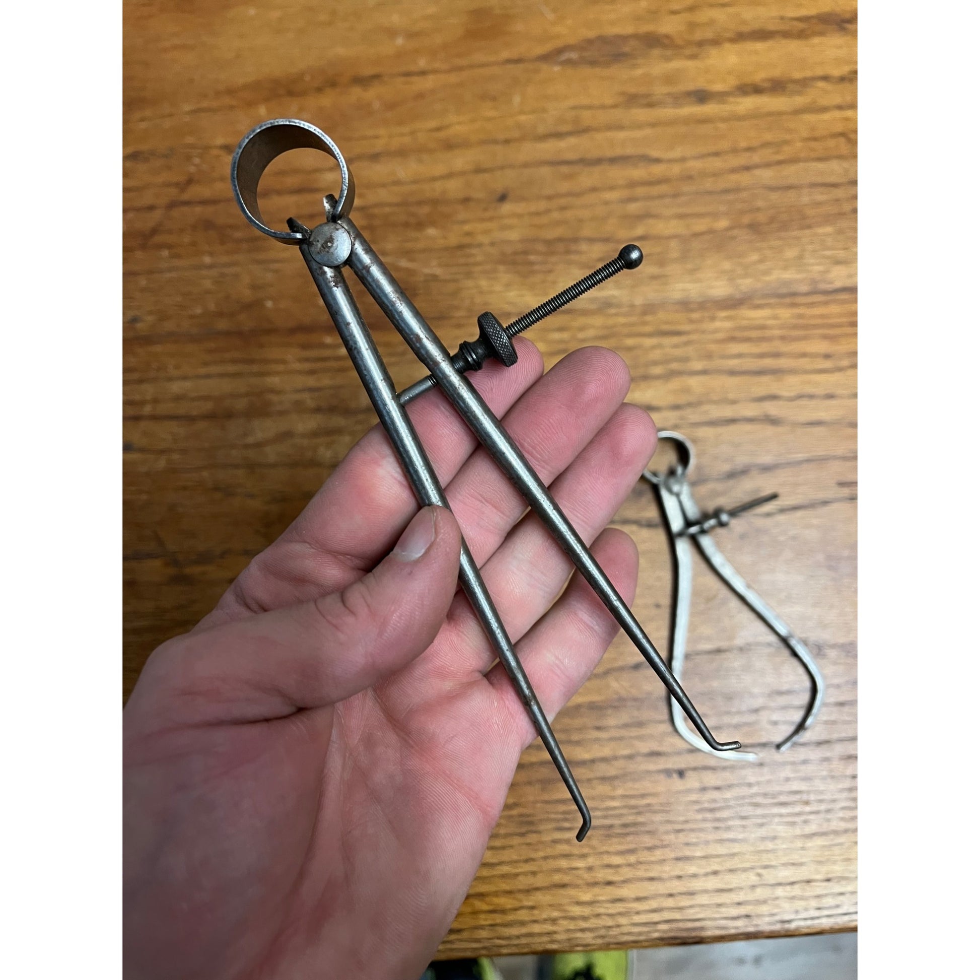 Vintage Lot (3) Machinist Compas Caliper Tools Craftsman 7", Lufkin 3.5", + 6"