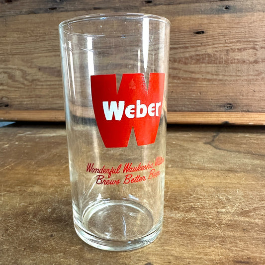 NICE 1950's 4.5" WEBER BEER Glass Wonderful Waukesha Waters Brews Wisconsin