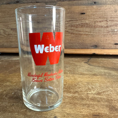 NICE 1950's 4.5" WEBER BEER Glass Wonderful Waukesha Waters Brews Wisconsin