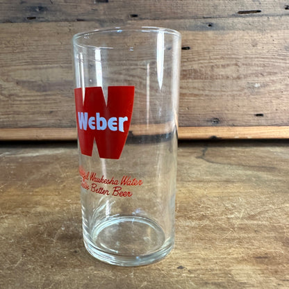 NICE 1950's 4.5" WEBER BEER Glass Wonderful Waukesha Waters Brews Wisconsin