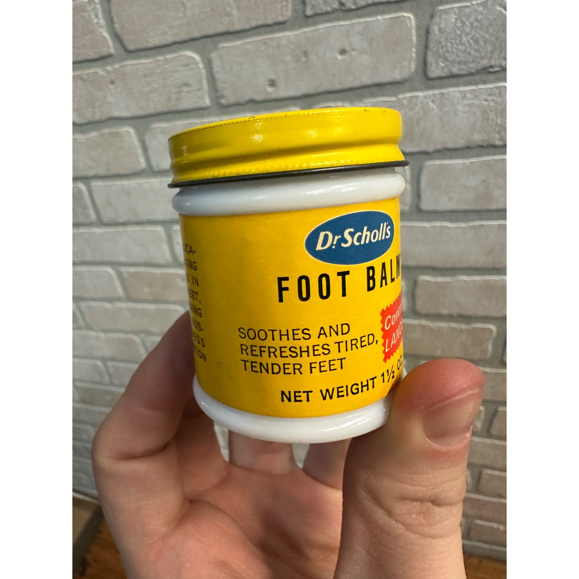 Vintage Dr. Scholl's Foot Balm Milk Glass Jar 1974 - Used - 1-1/2oz