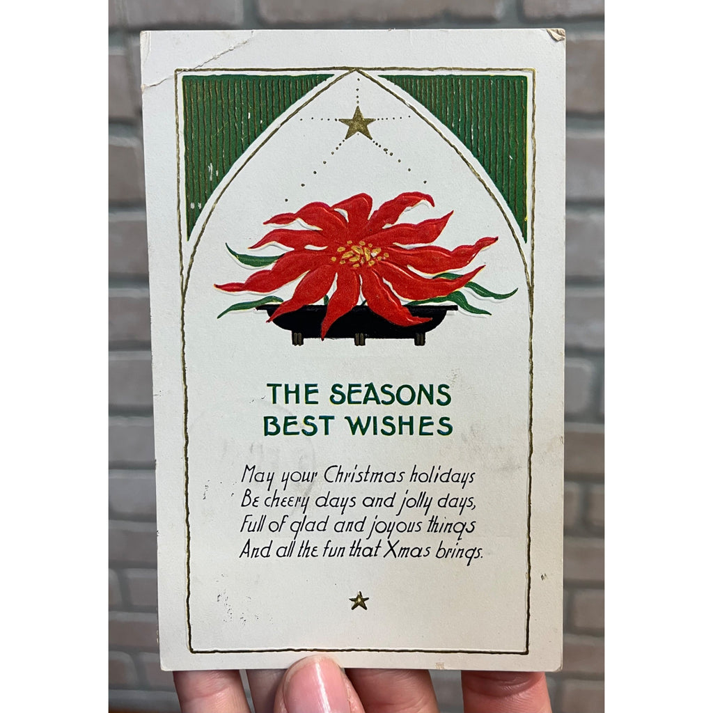 Vintage 1924 Christmas Postcard w/ Christmas Seal Tied US American Red Cross