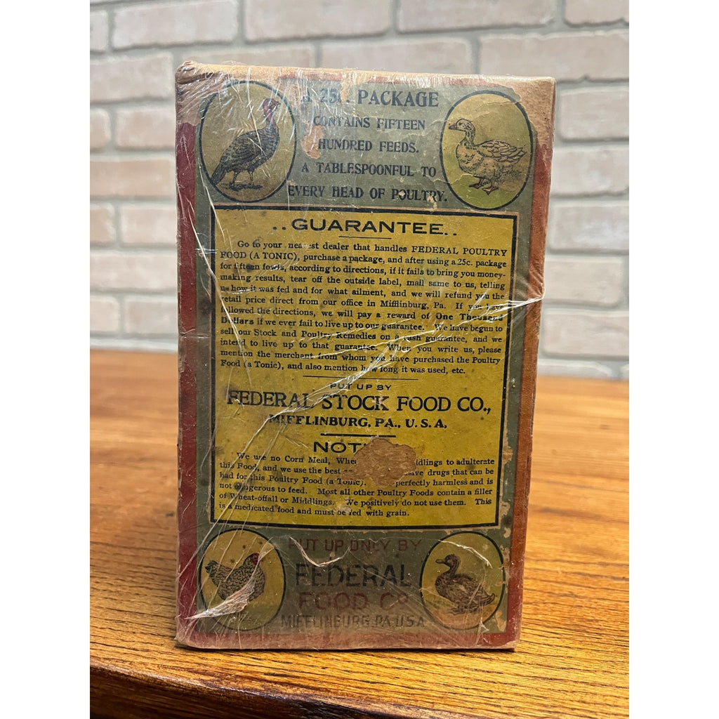 Vintage Federal Poultry Food Empty Advertising Box Farm Chicken Mifflinburg PA