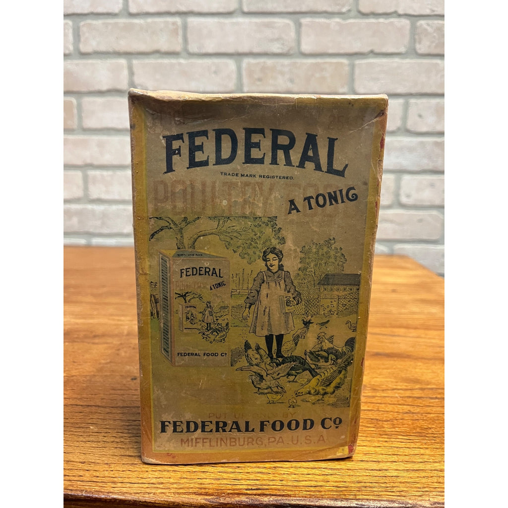 Vintage Federal Poultry Food Empty Advertising Box Farm Chicken Mifflinburg PA