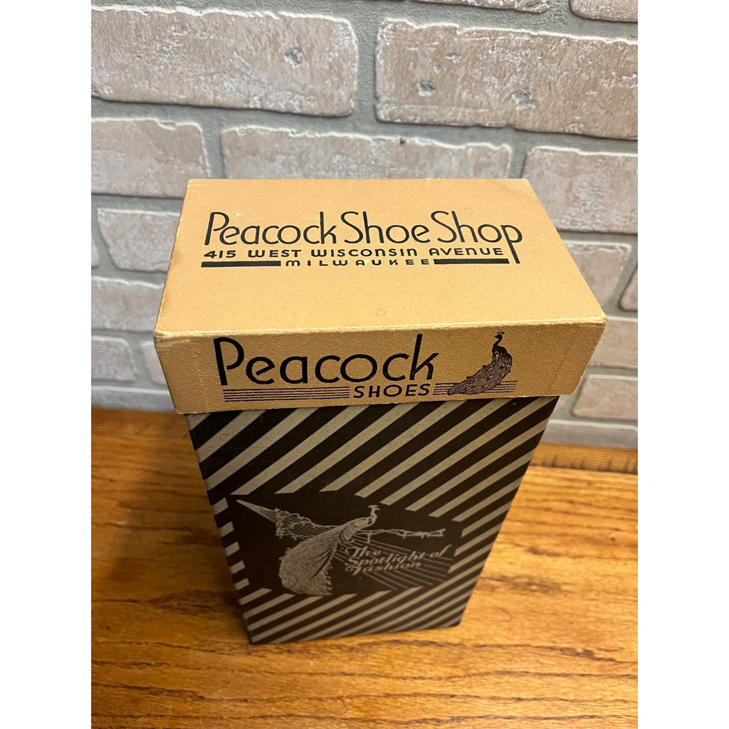 Vintage Peacock Shoes Art Deco Shoe Box Milwaukee, WI 1940s Advertising Wis