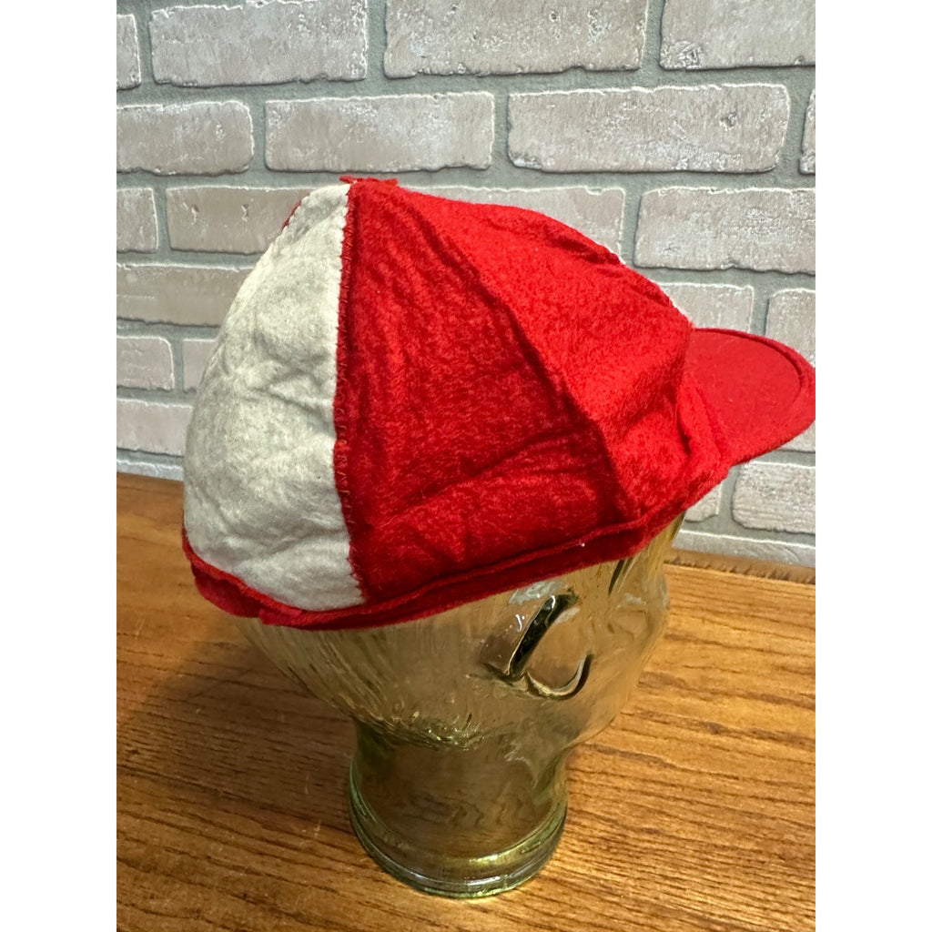 Vintage 1950s Coca Cola Red & White Felt Baseball Beanie Cloth Cap Hat Advertising