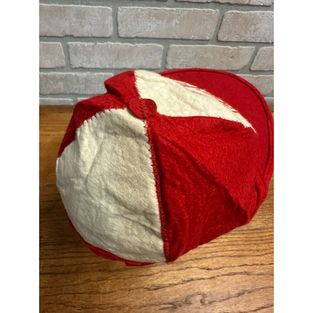 Vintage 1950s Coca Cola Red & White Felt Baseball Beanie Cloth Cap Hat Advertising