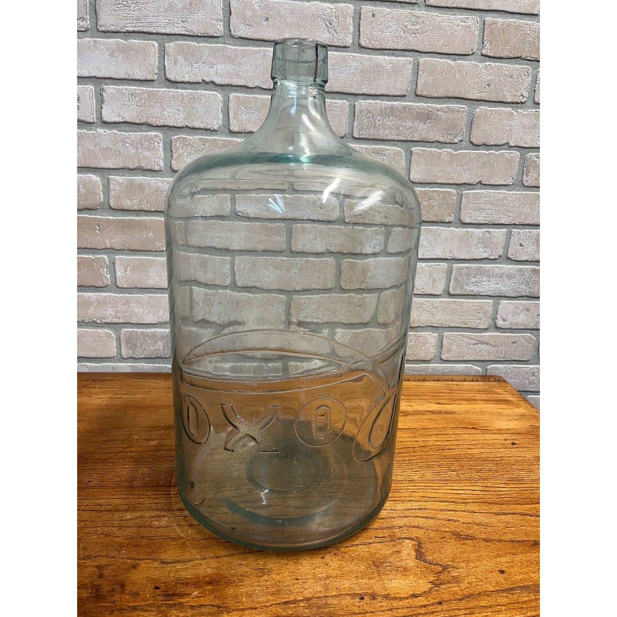 Vintage Roxo Beverages Waukesha Wis Large Aqua Blue Glass Carboy Jug Soda 5 Gal