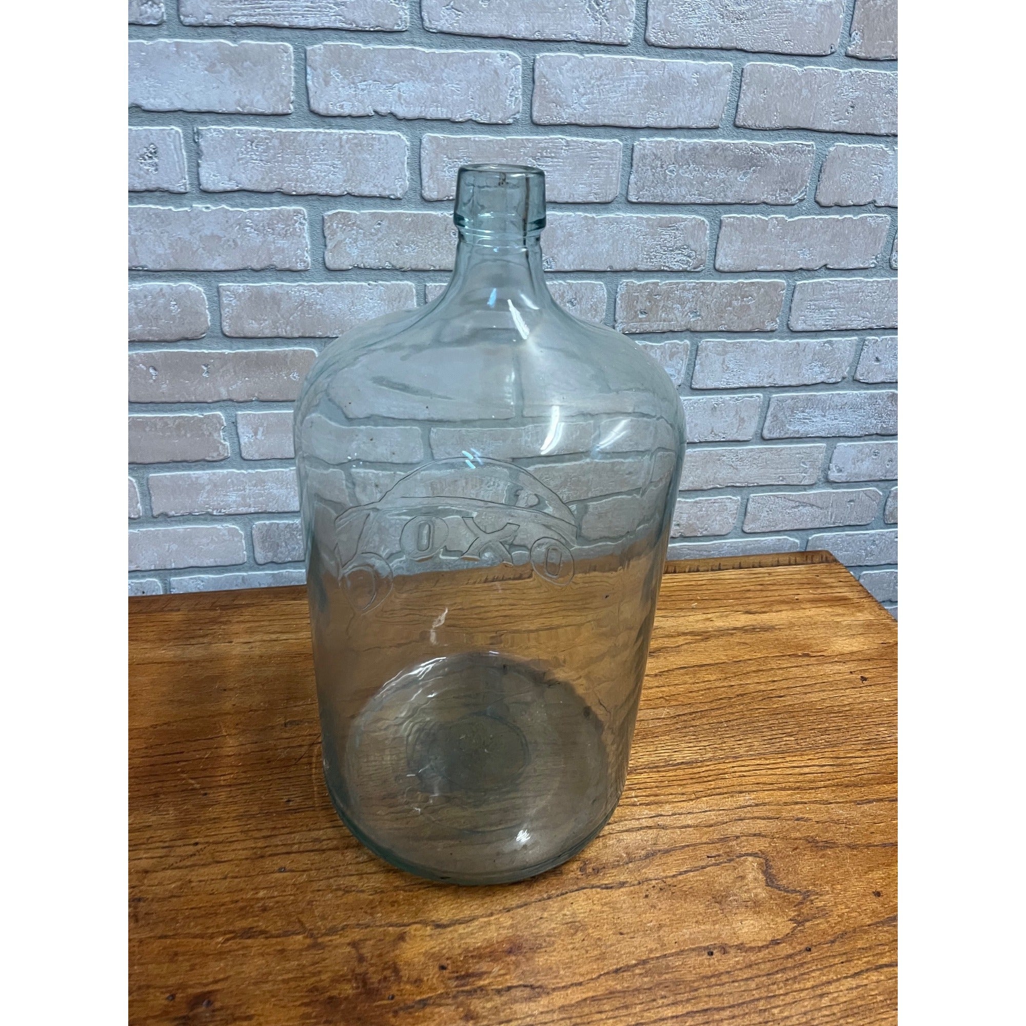 Vintage Roxo Beverages Waukesha Wis Large Aqua Blue Glass Carboy Jug Soda 5 Gal