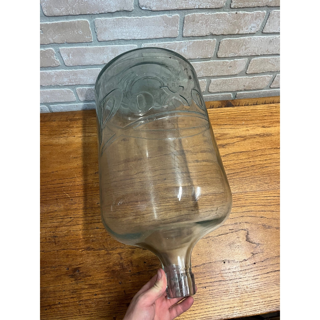 Vintage Roxo Beverages Waukesha Wis Large Aqua Blue Glass Carboy Jug Soda 5 Gal