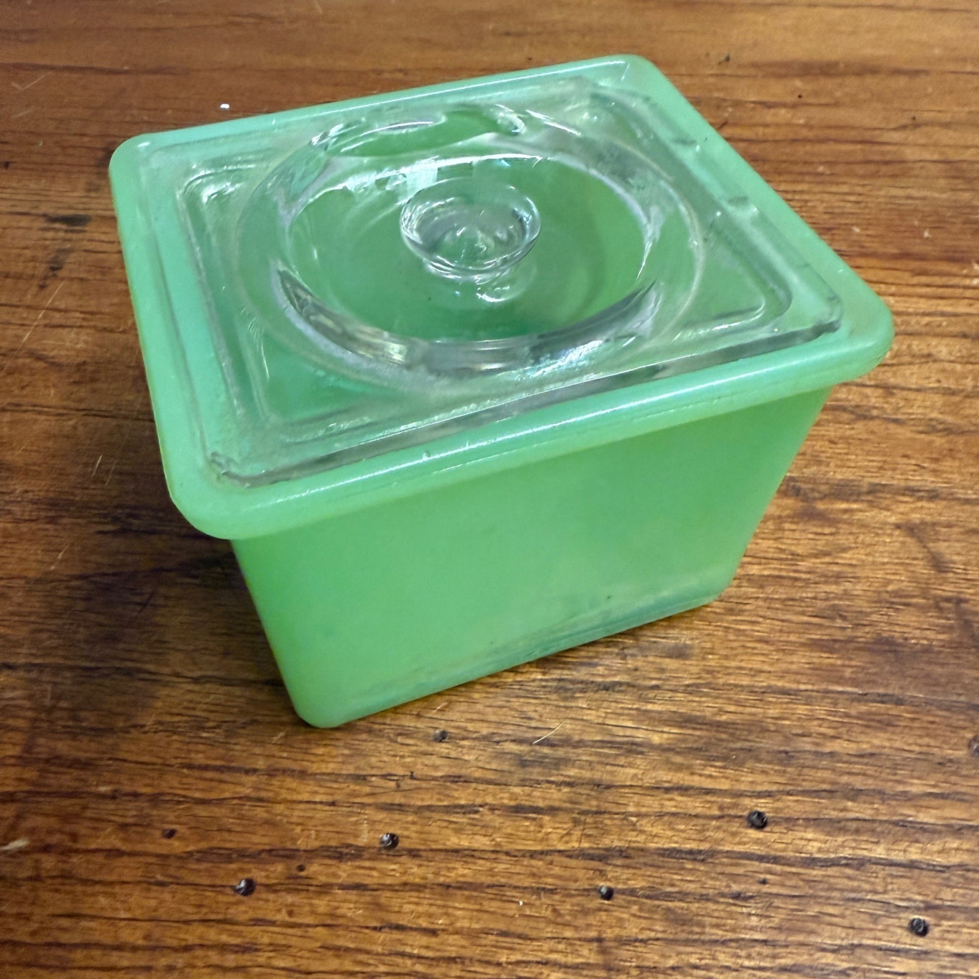 Vintage Jadeite Refrigerator Square Dish Covered Kitchenware