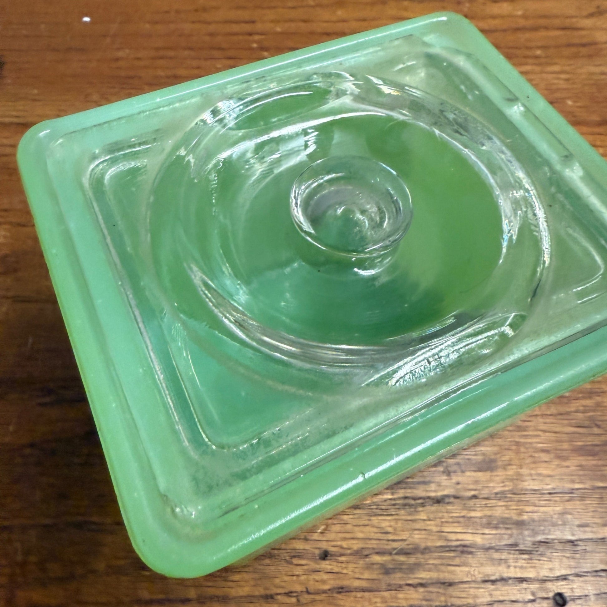 Vintage Jadeite Refrigerator Square Dish Covered Kitchenware