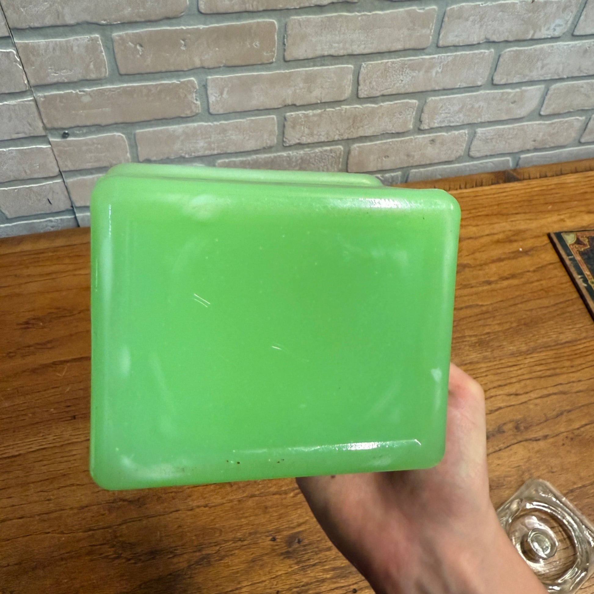 Vintage Jadeite Refrigerator Square Dish Covered Kitchenware