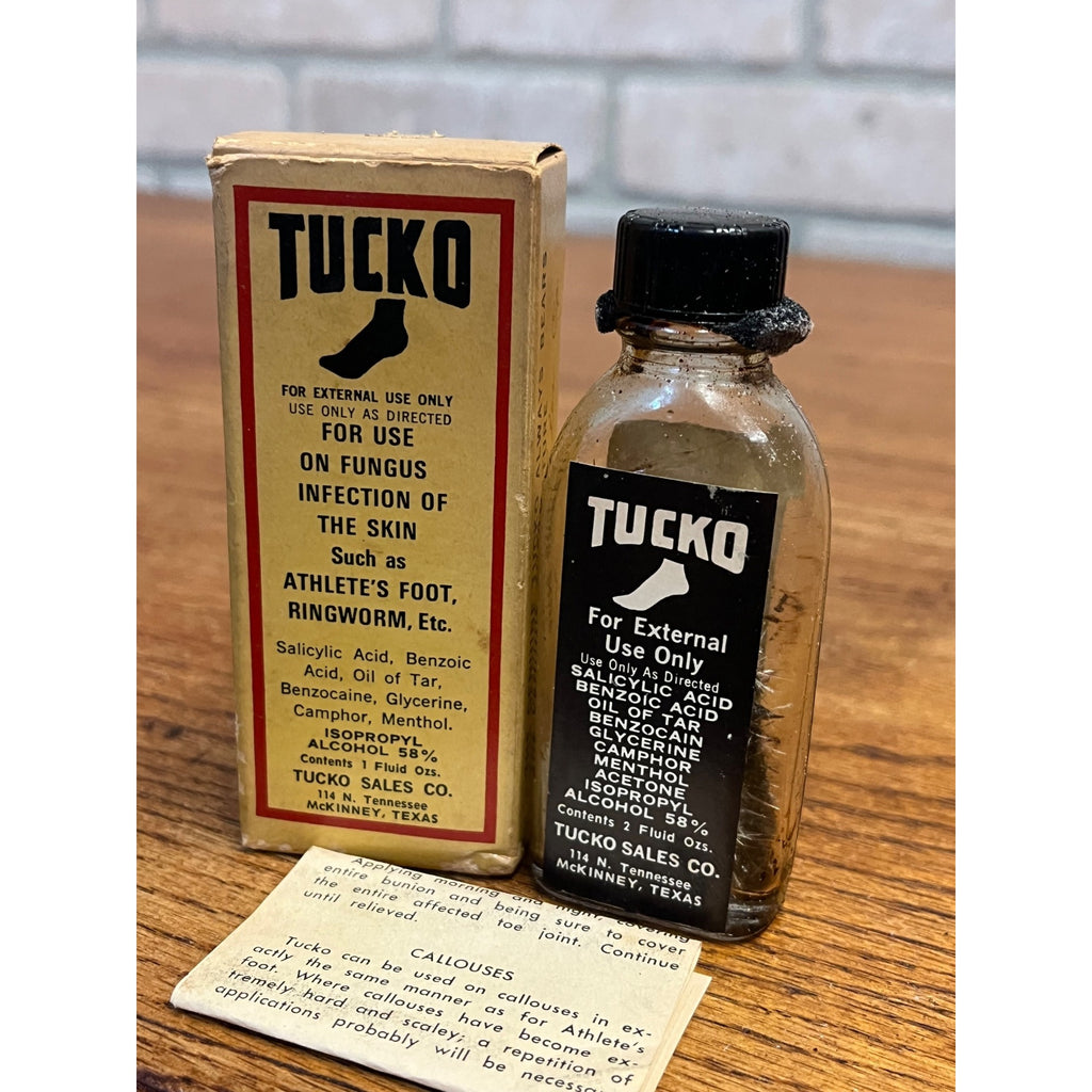 Vintage Tucko Athlete's Foot Medicine Bottle Box Insert Pharmacy Drugstore Display