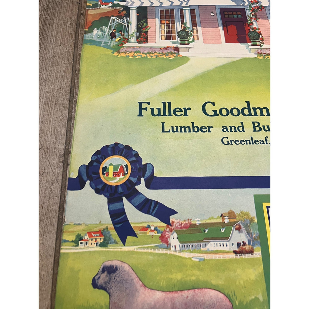 1920s Advertising Calendar Poster Fuller Goodman Farm Barn Dairy Scene