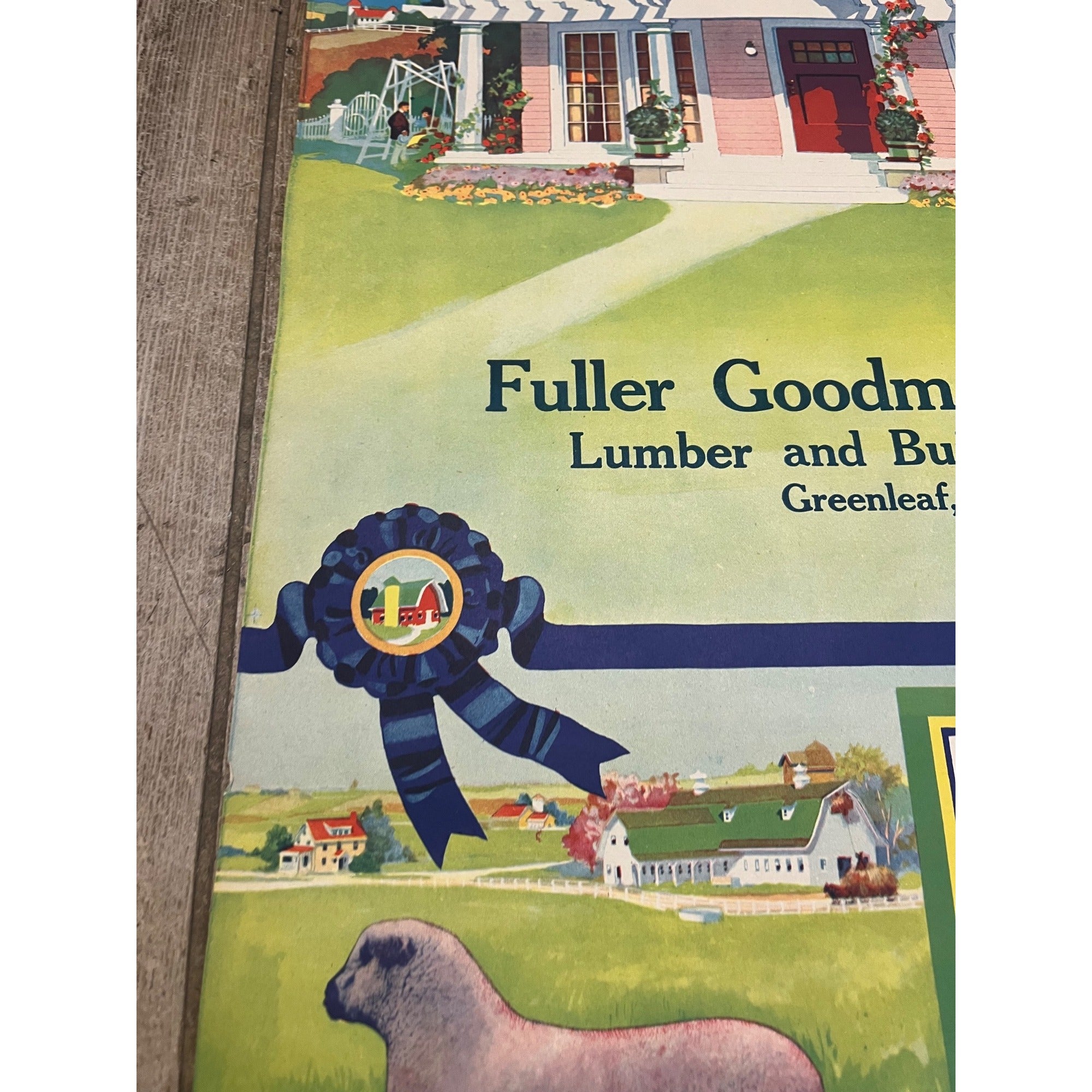 1920s Advertising Calendar Poster Fuller Goodman Farm Barn Dairy Scene